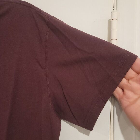 BYLT Premium Basics Drop Cut Lux Shirt - Men's Maroon Short Sleeve Tee - Picture 3 of 6